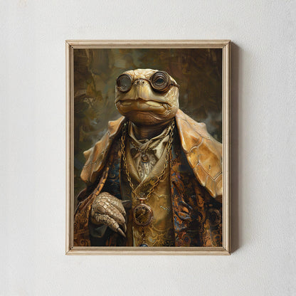 Vintage Animal Portrait in Suit Canvas, Funny Regal Pet Wall Art