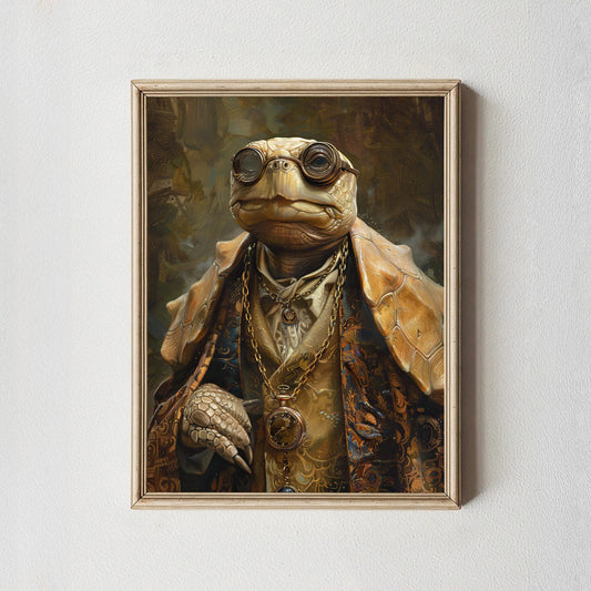 Vintage Animal Portrait in Suit Canvas, Funny Regal Pet Wall Art