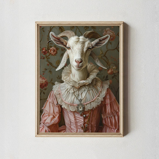 Vintage Animal Portrait in Suit Canvas, Funny Regal Pet Wall Art