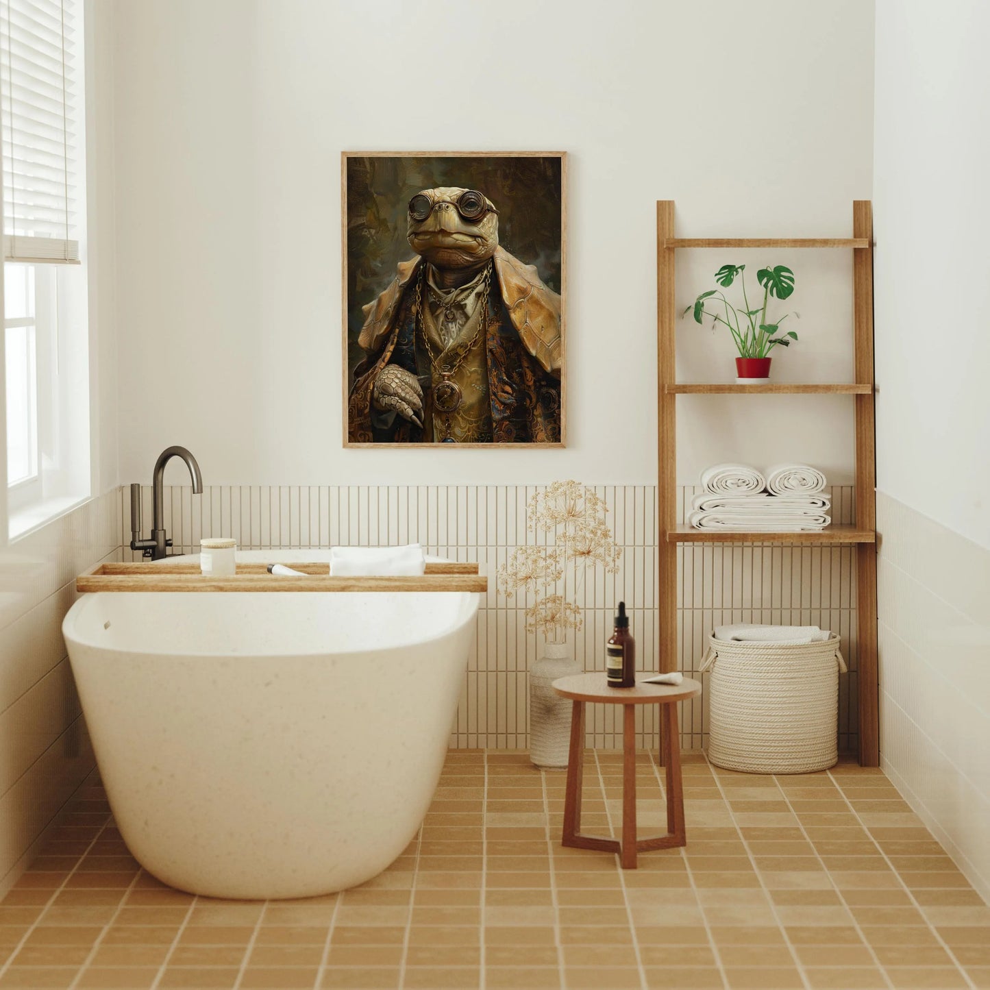 Vintage Animal Portrait in Suit Canvas, Funny Regal Pet Wall Art