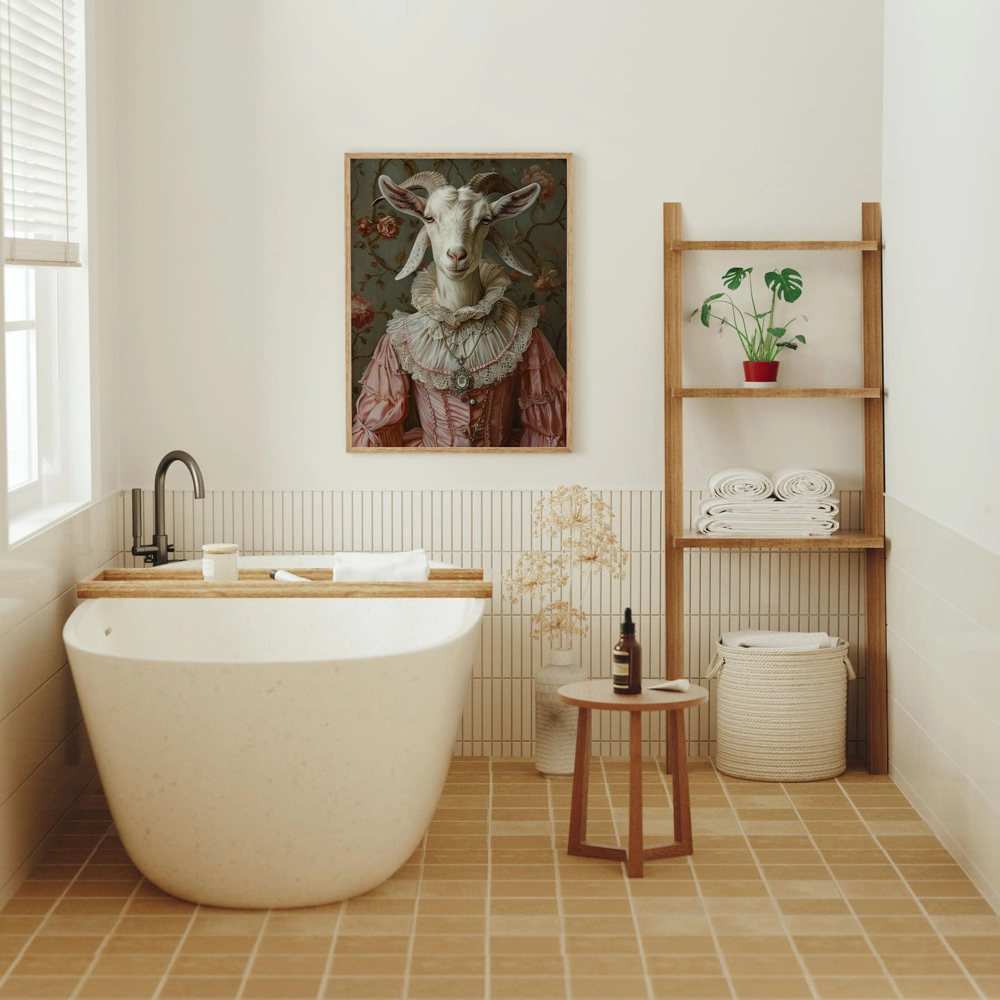 Vintage Animal Portrait in Suit Canvas, Funny Regal Pet Wall Art