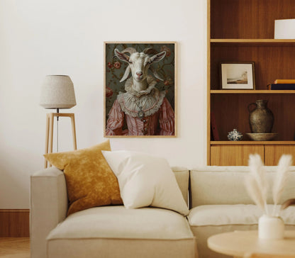 Vintage Animal Portrait in Suit Canvas, Funny Regal Pet Wall Art